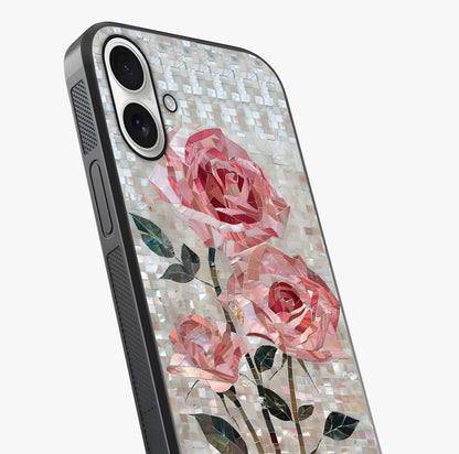 Blush Mosaic Bloom Glass Case captured at a warm angle highlighting gloss, texture and premium glass finish.