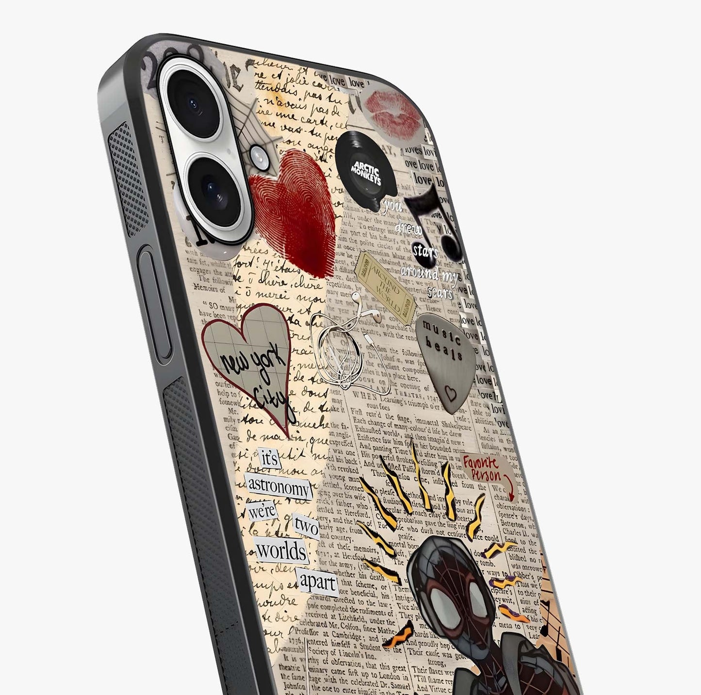 City Dream Sketch Glass Case captured at a warm angle highlighting gloss, texture and premium glass finish.