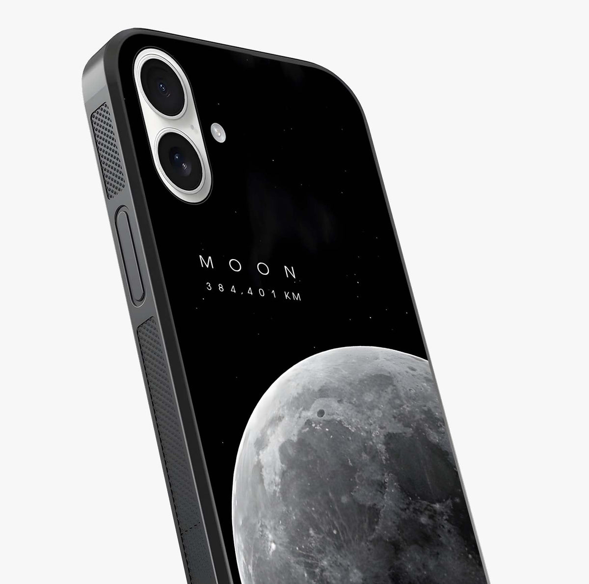 Cosmic Moon Glow Glass Case captured at a warm angle highlighting gloss, texture and premium glass finish.