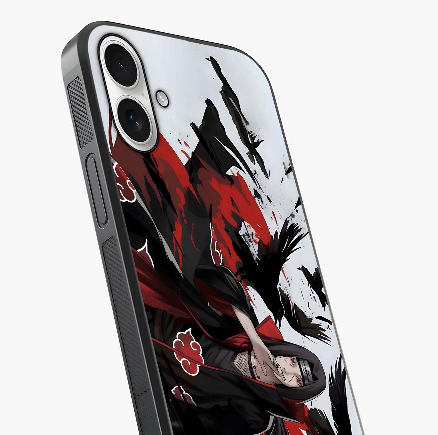 Crimson Crow Illusion Glass Case captured at a warm angle highlighting gloss, texture and premium glass finish.