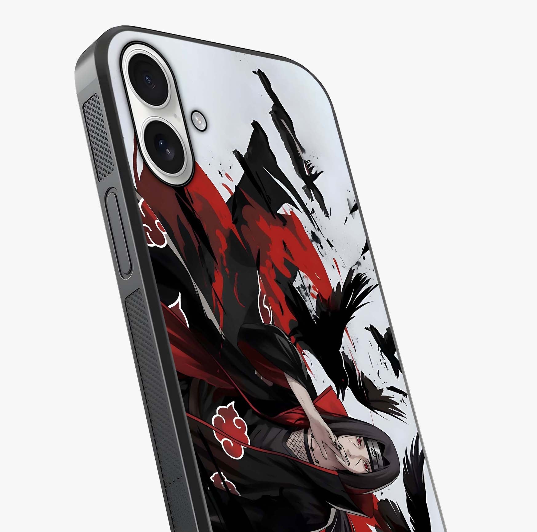Crimson Crow Illusion Glass Case captured at a warm angle highlighting gloss, texture and premium glass finish.