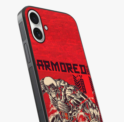 Crimson Mecha Titan Glass Case captured at a warm angle highlighting gloss, texture and premium glass finish.