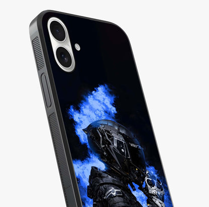 Cyber Sentinel Protocol Glass Case captured at a warm angle highlighting gloss, texture and premium glass finish.