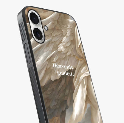 Divine Winged Grace Glass Case captured at a warm angle highlighting gloss, texture and premium glass finish.