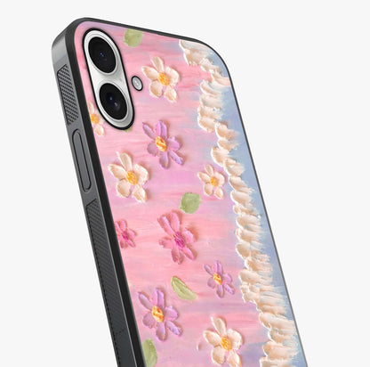 Dreamy Painted Garden Glass Case captured at a warm angle highlighting gloss, texture and premium glass finish.