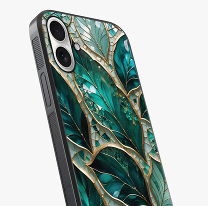 Emerald Leaf Glass Glass Case captured at a warm angle highlighting gloss, texture and premium glass finish.