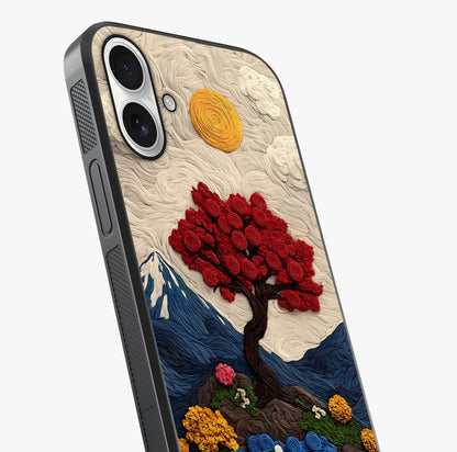 Eternal Nature Tapestry Glass Case captured at a warm angle highlighting gloss, texture and premium glass finish.