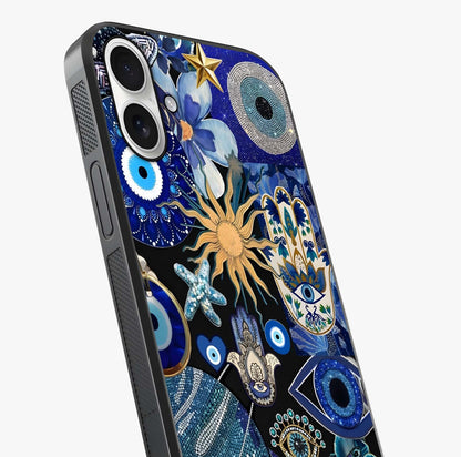 Evil Eye Charm Mix Glass Case captured at a warm angle highlighting gloss, texture and premium glass finish.