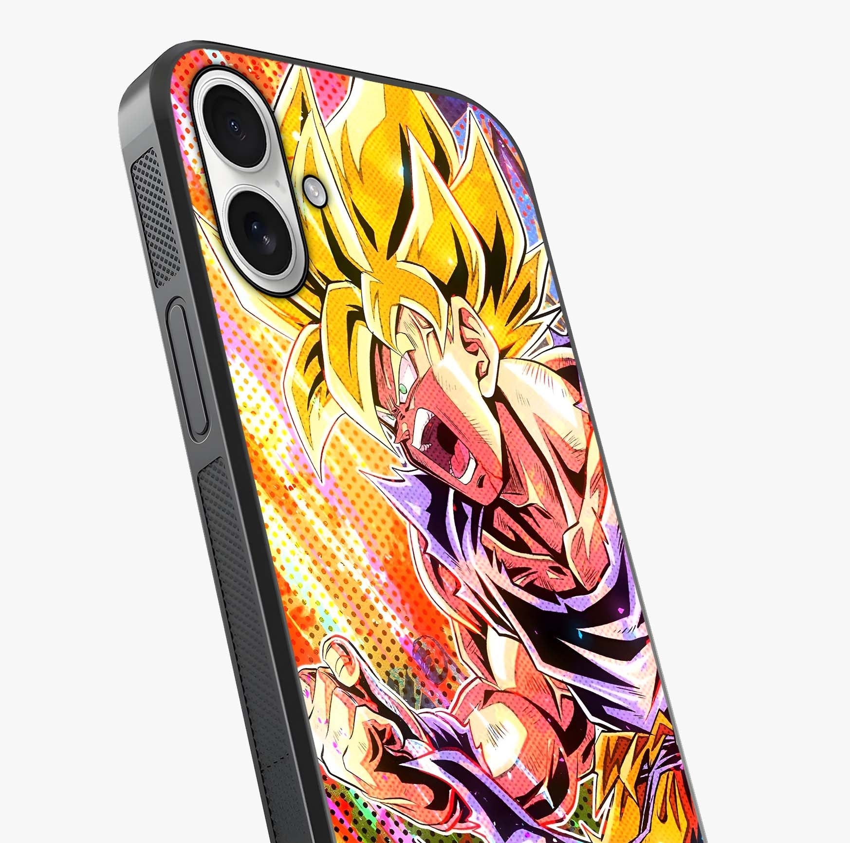 Firing Goku Glass Case captured at a warm angle highlighting gloss, texture and premium glass finish.