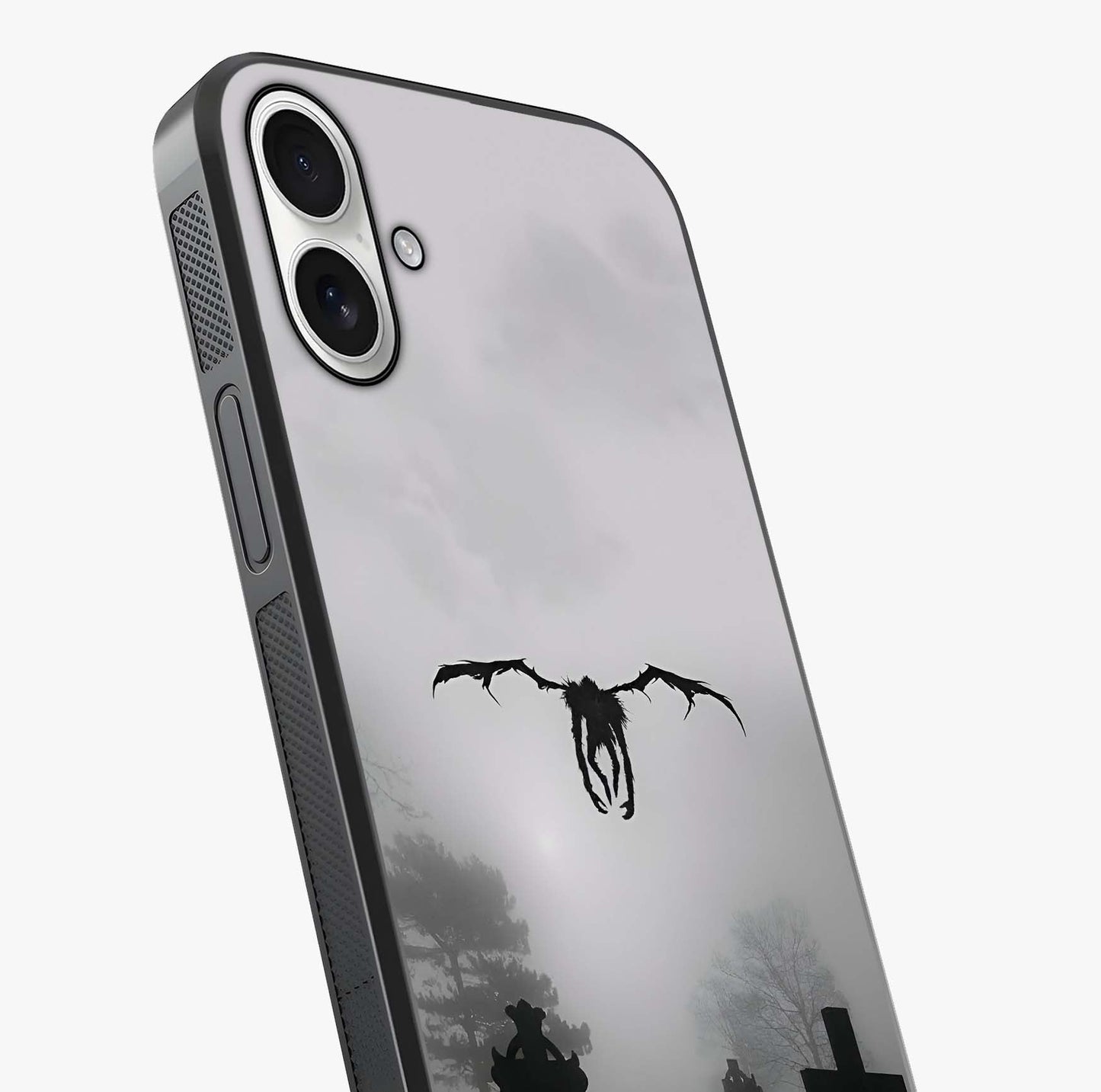 Graveyard Shadow Descent Glass Case captured at a warm angle highlighting gloss, texture and premium glass finish.