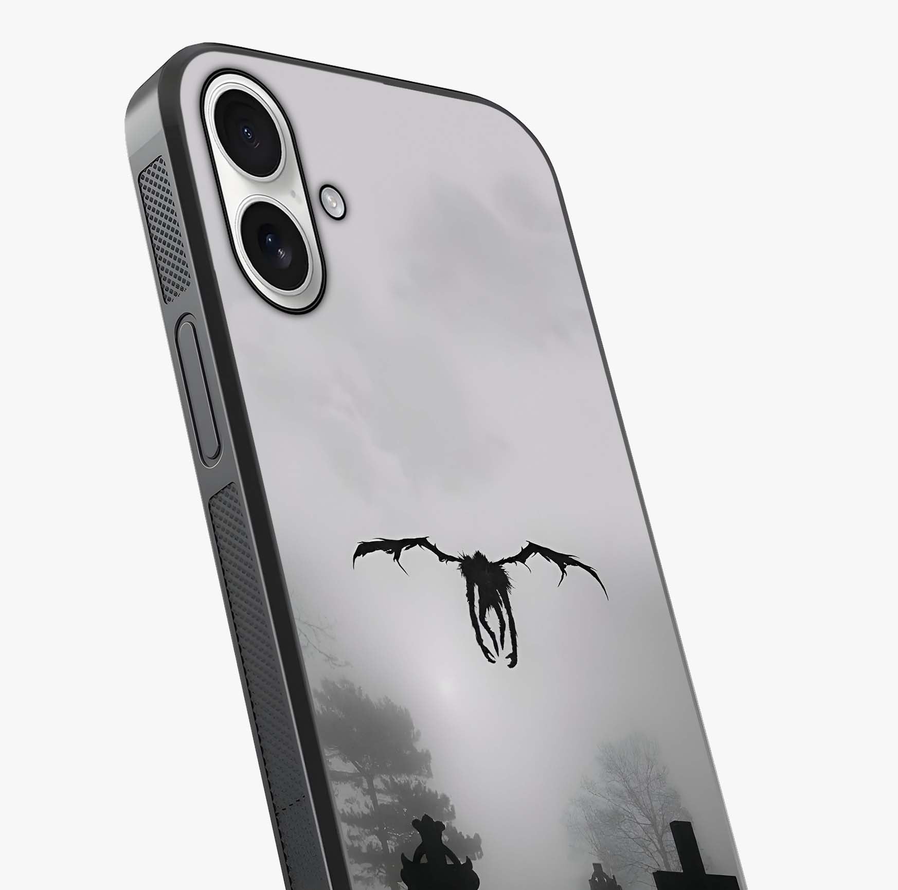 Graveyard Shadow Descent Glass Case captured at a warm angle highlighting gloss, texture and premium glass finish.