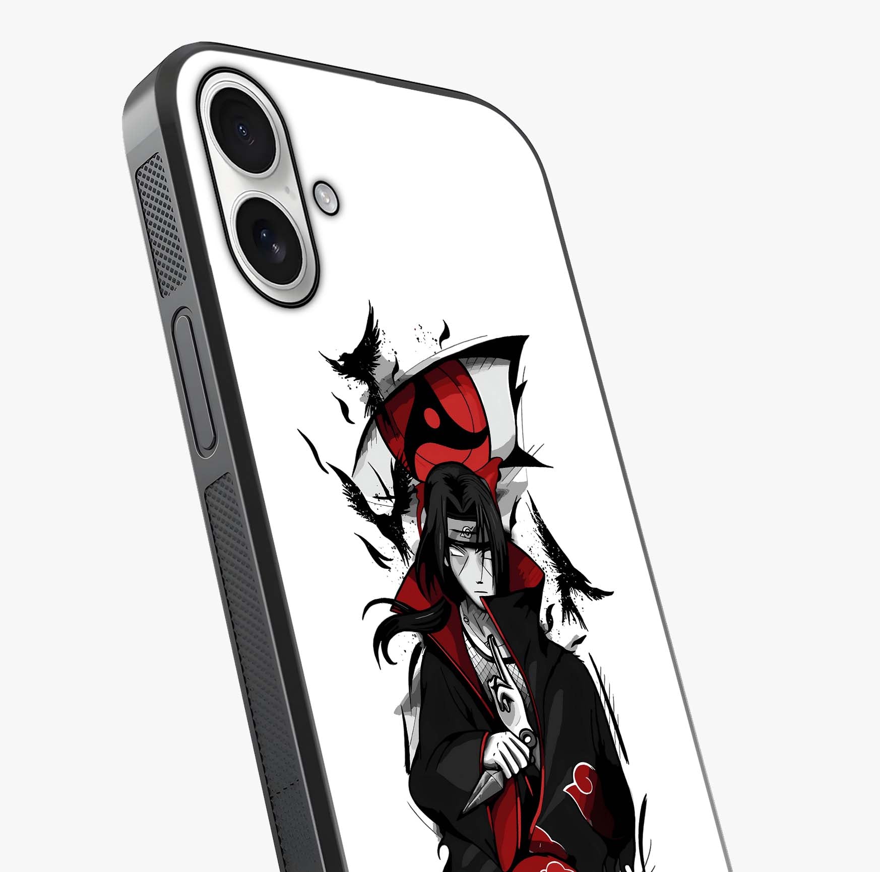 Itachi Limited Edition Naruto Anime Glass Case captured at a warm angle highlighting gloss, texture and premium glass finish.