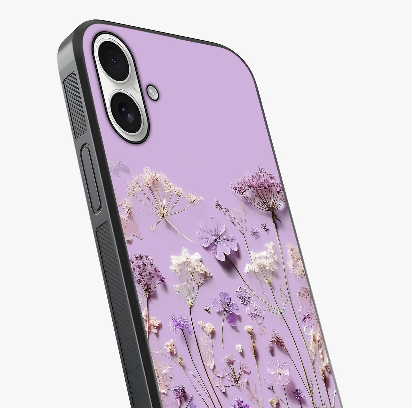 Lavender Blossom Dream Glass Case captured at a warm angle highlighting gloss, texture and premium glass finish.