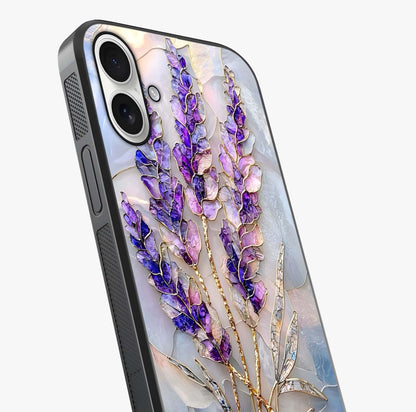 Lavender Dream Glow Glass Case captured at a warm angle highlighting gloss, texture and premium glass finish.