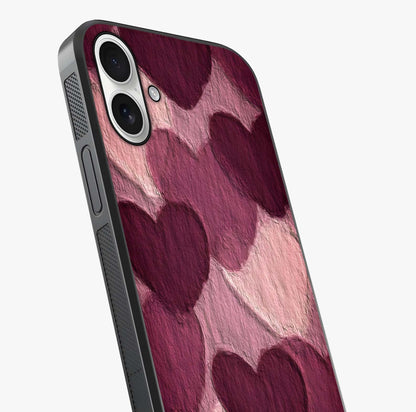 Layered Paper Hearts Glass Case captured at a warm angle highlighting gloss, texture and premium glass finish.