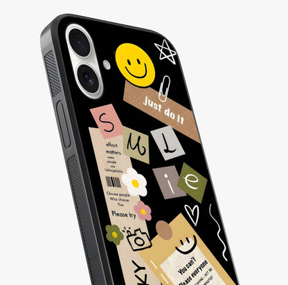Lucky Aesthetic Collage Glass Case captured at a warm angle highlighting gloss, texture and premium glass finish.