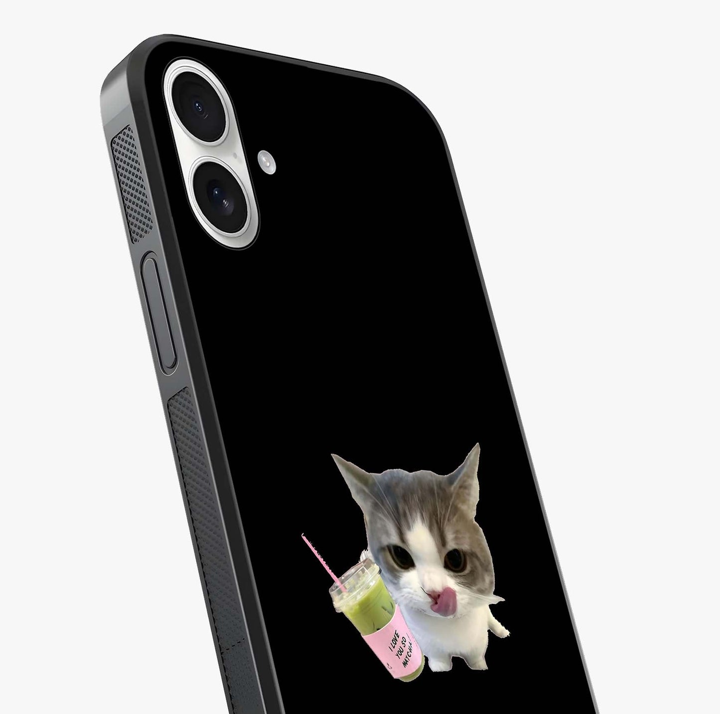 Matcha Cat Style Glass Case captured at a warm angle highlighting gloss, texture and premium glass finish.