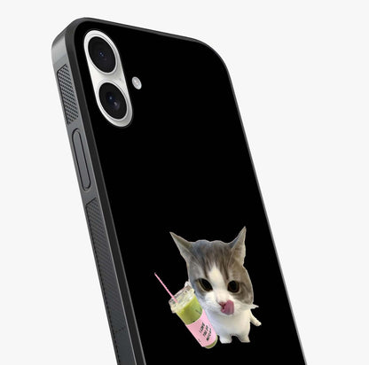 Matcha Cat Style Glass Case captured at a warm angle highlighting gloss, texture and premium glass finish.