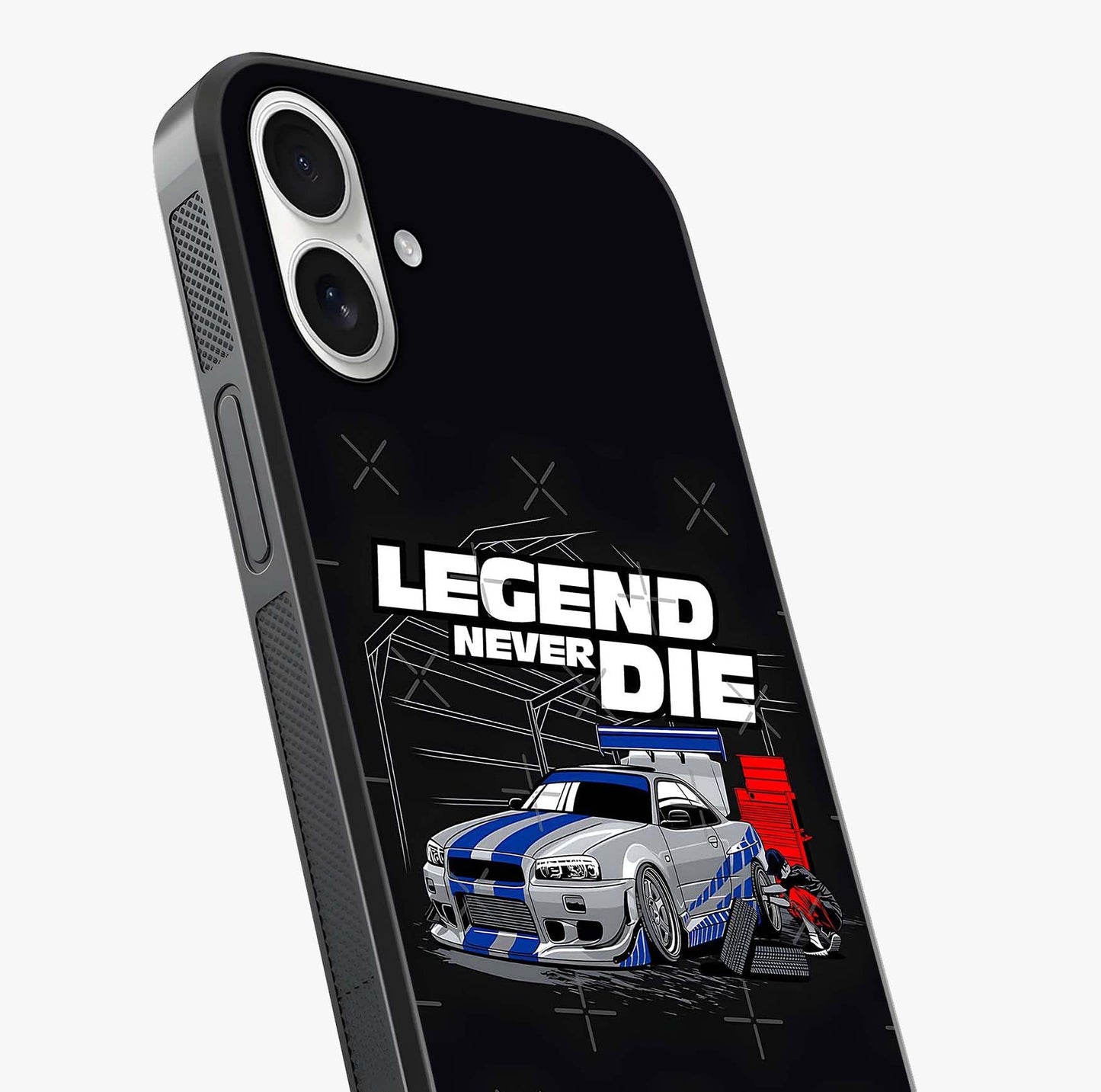 Midnight Racing Legacy Glass Case captured at a warm angle highlighting gloss, texture and premium glass finish.
