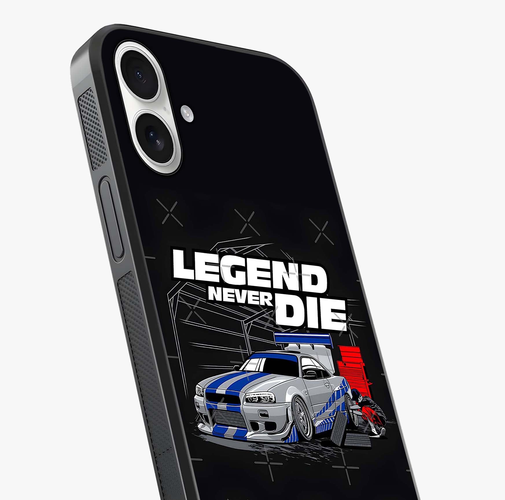 Midnight Racing Legacy Glass Case captured at a warm angle highlighting gloss, texture and premium glass finish.