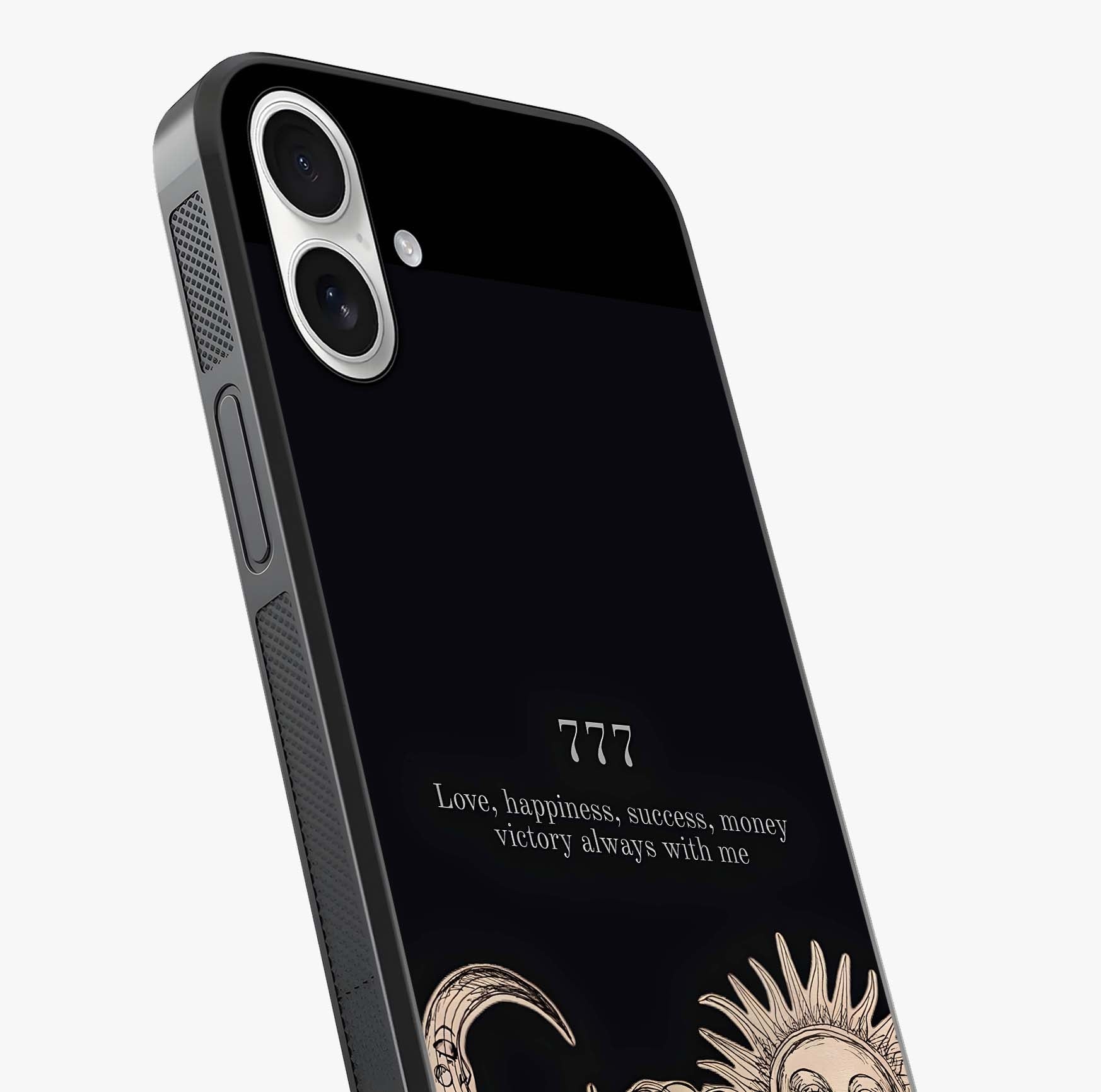 Mystic Victory Aura Glass Case captured at a warm angle highlighting gloss, texture and premium glass finish.