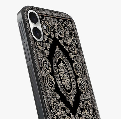 Noir Bloom Elegance Glass Case captured at a warm angle highlighting gloss, texture and premium glass finish.