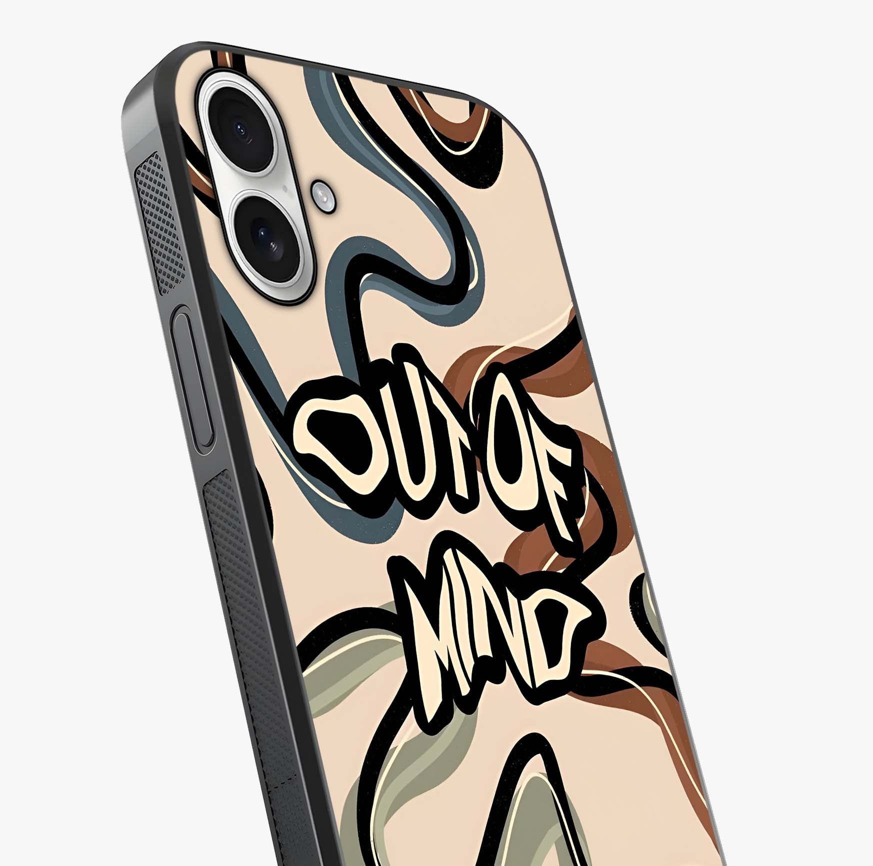 Out Of Mind Glass Case captured at a warm angle highlighting gloss, texture and premium glass finish.