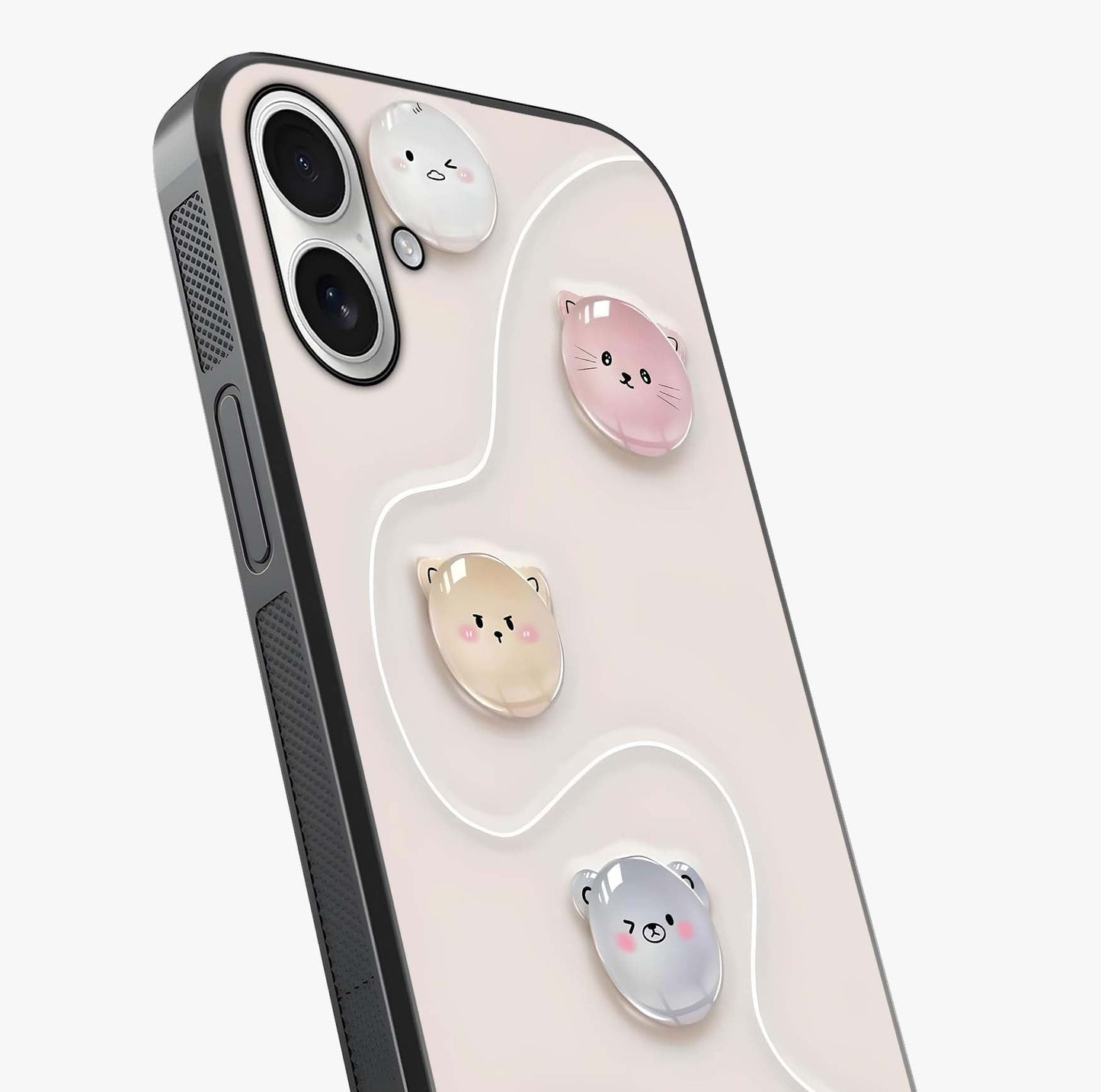 Puffy Face Parade Glass Case captured at a warm angle highlighting gloss, texture and premium glass finish.