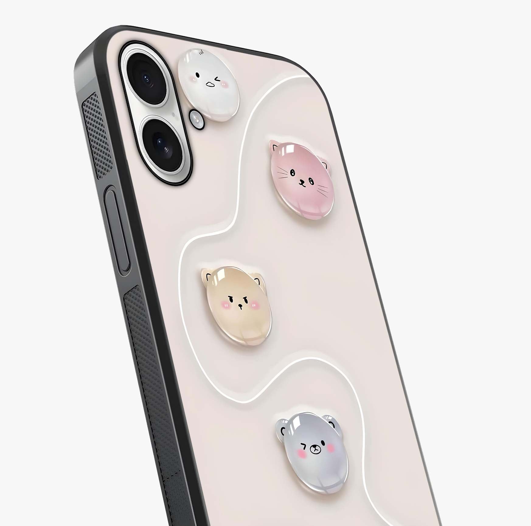 Puffy Face Parade Glass Case captured at a warm angle highlighting gloss, texture and premium glass finish.