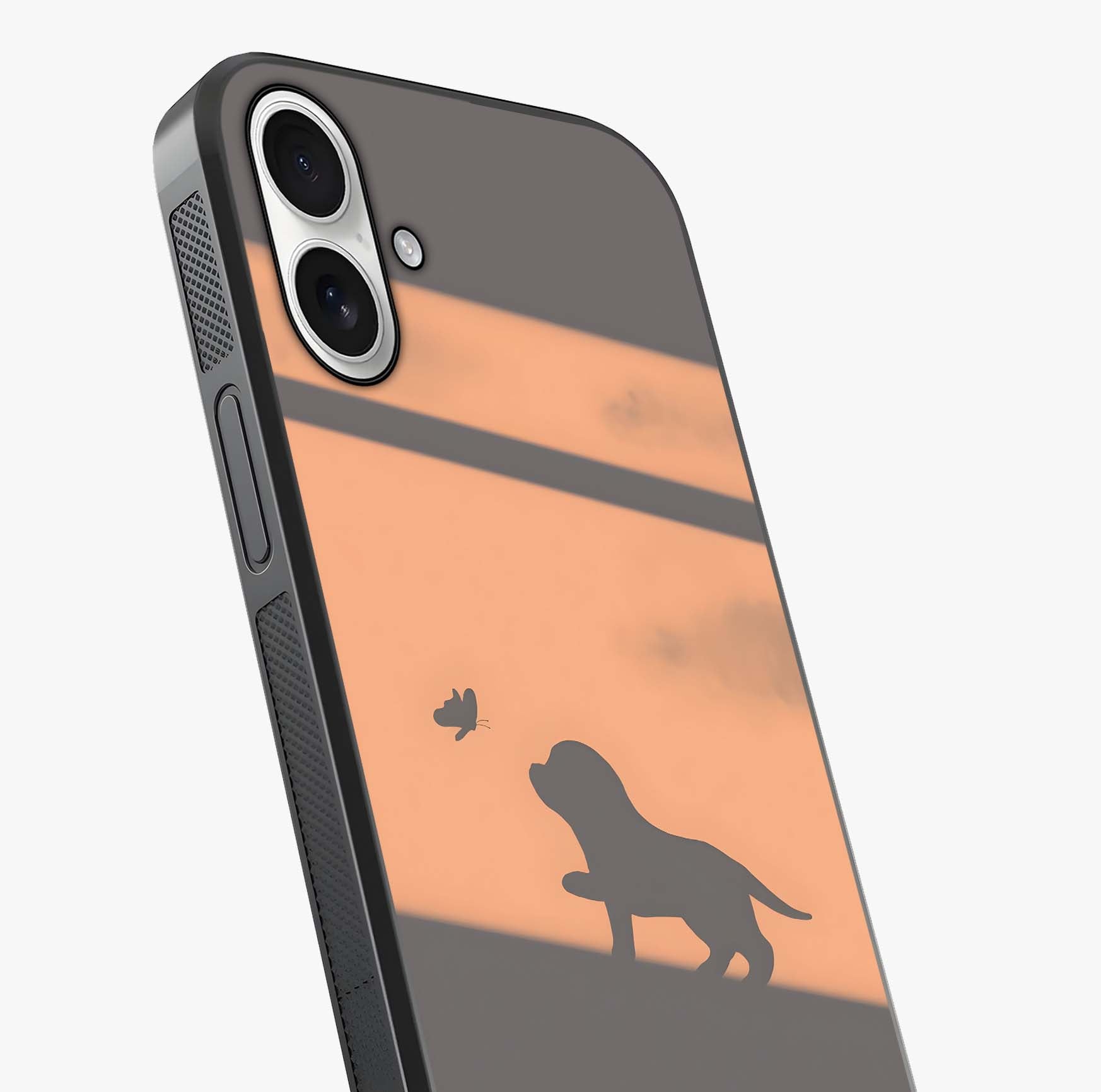 Puppy Shadow Art Glass Case captured at a warm angle highlighting gloss, texture and premium glass finish.