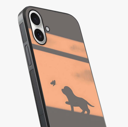 Puppy Shadow Art Glass Case captured at a warm angle highlighting gloss, texture and premium glass finish.