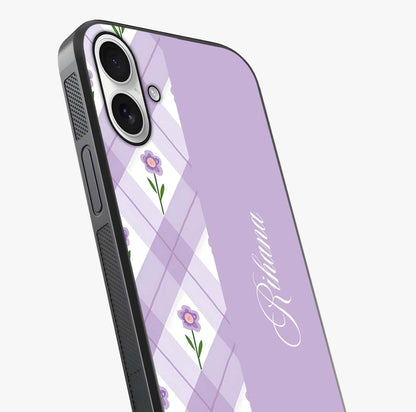Purple Diamond Floral Glass Case captured at a warm angle highlighting gloss, texture and premium glass finish.