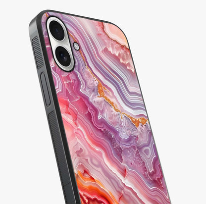 Rose Quartz Marble Glass Case captured at a warm angle highlighting gloss, texture and premium glass finish.