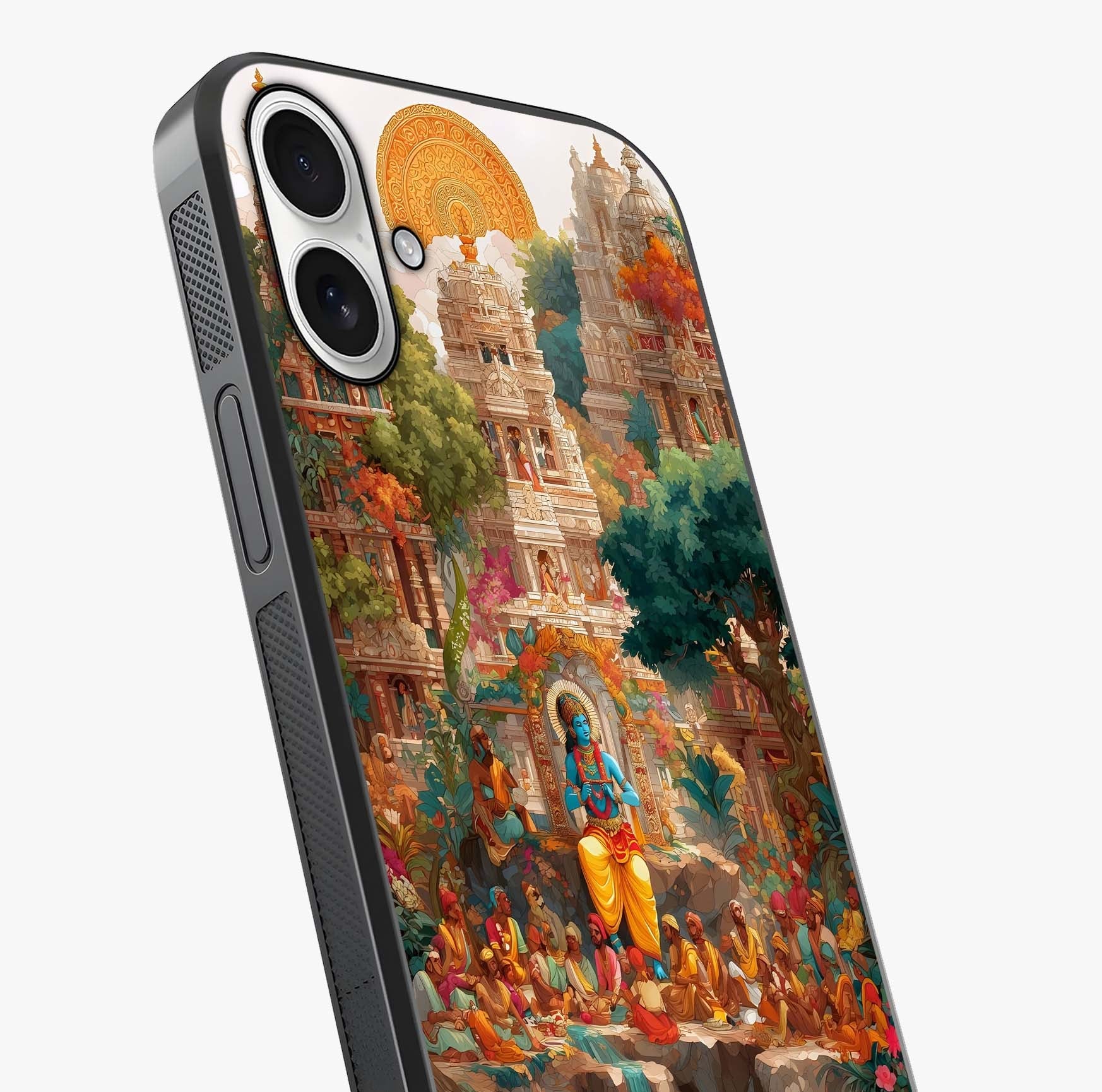 Sacred Sunlight Gods Glass Case captured at a warm angle highlighting gloss, texture and premium glass finish.