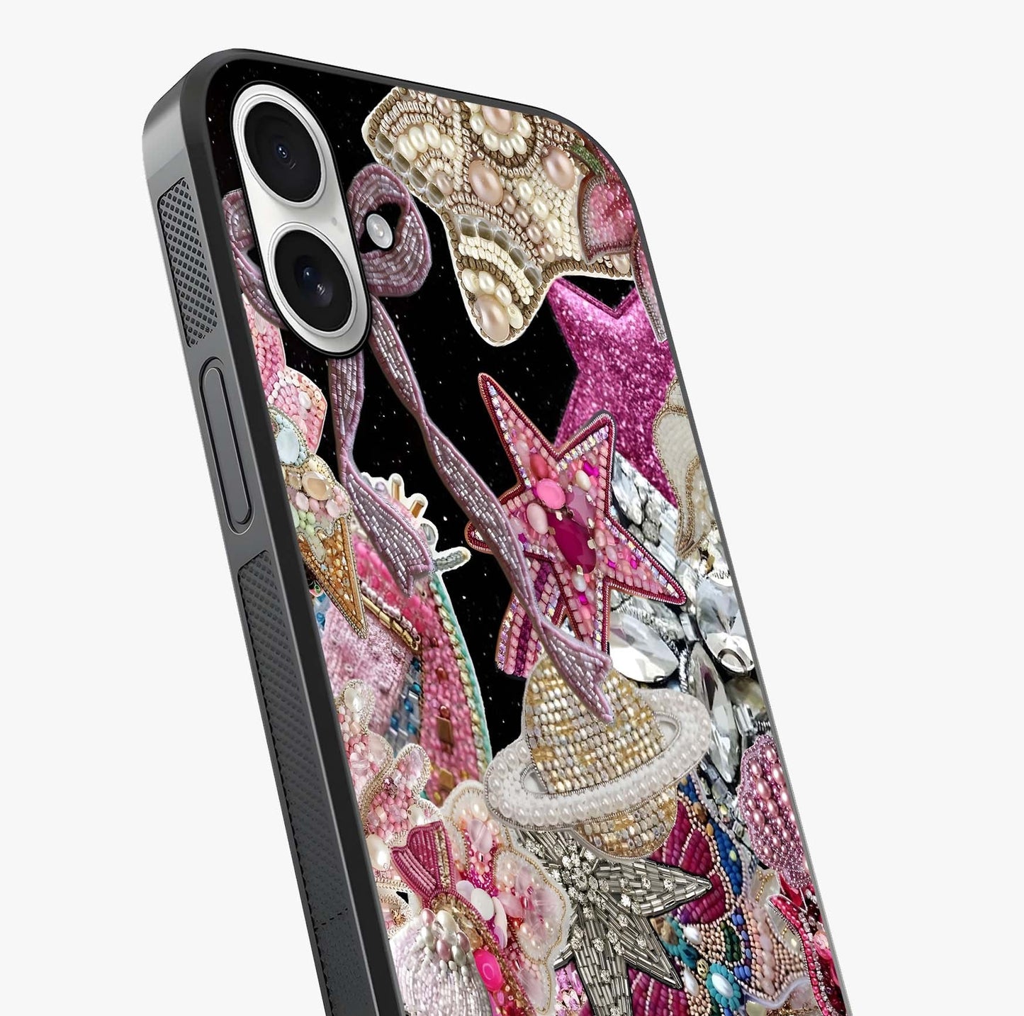 Starlit Jewel Dream Glass Case captured at a warm angle highlighting gloss, texture and premium glass finish.