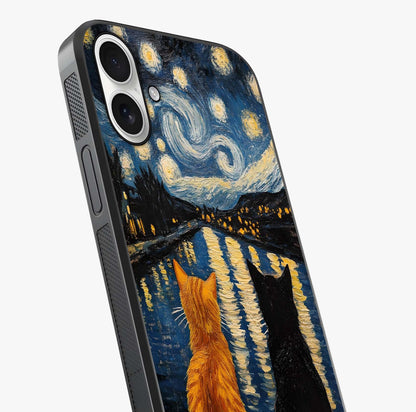 Starry River Cats Glass Case captured at a warm angle highlighting gloss, texture and premium glass finish.