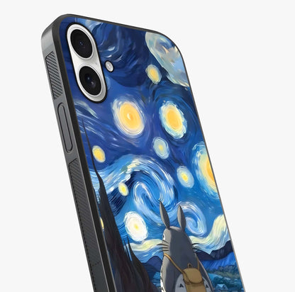 Totoro In Van Gogh Art Glass Case captured at a warm angle highlighting gloss, texture and premium glass finish.