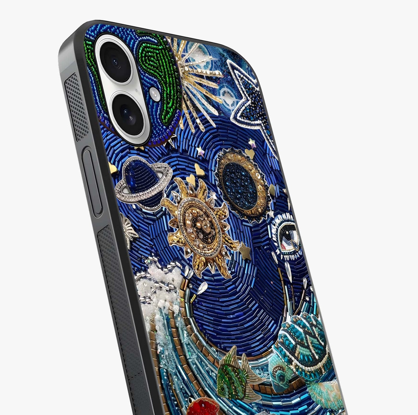 Universe Underwater Spark Glass Case captured at a warm angle highlighting gloss, texture and premium glass finish.