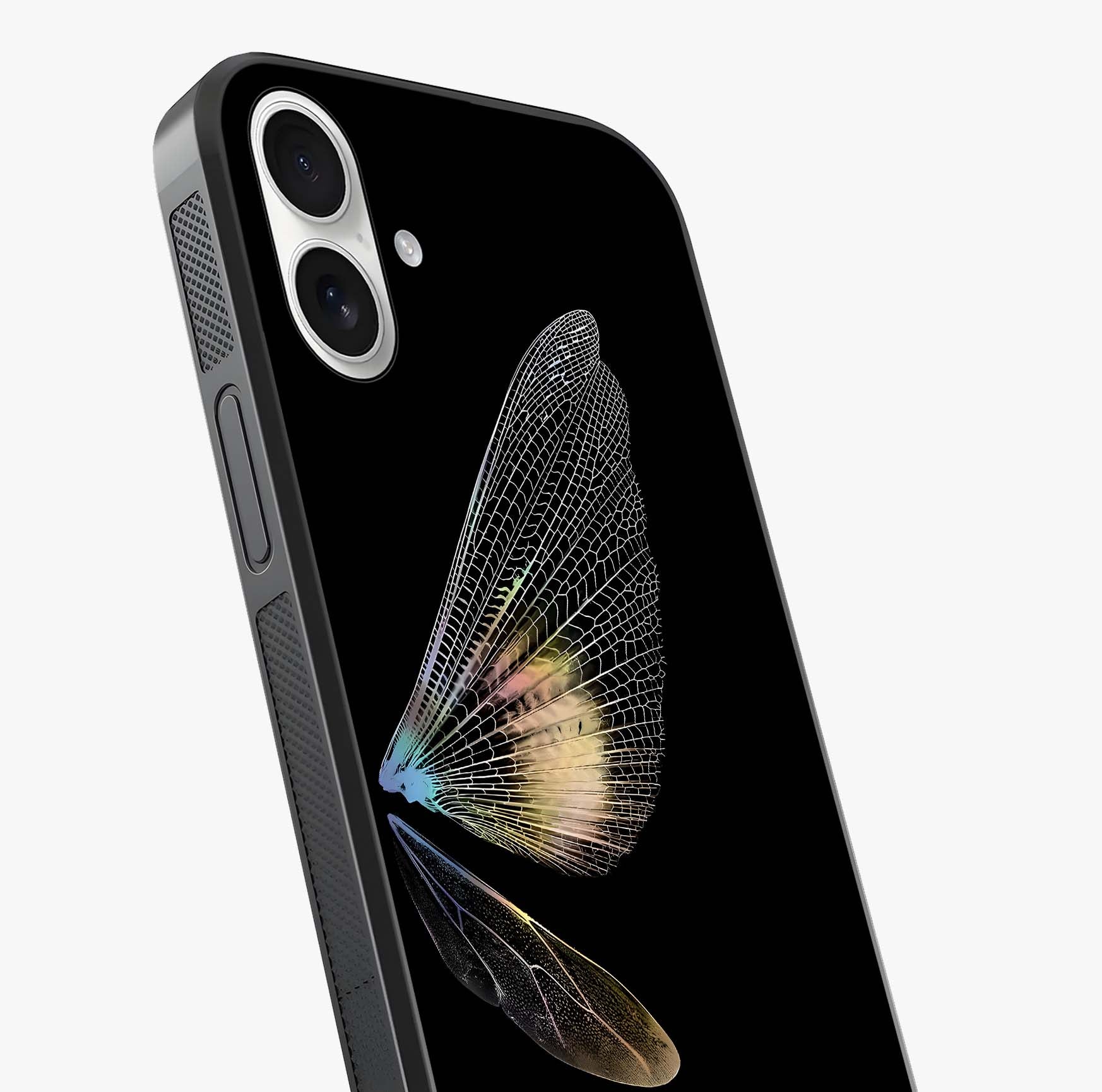 Whispers Of Wings Glass Case captured at a warm angle highlighting gloss, texture and premium glass finish.