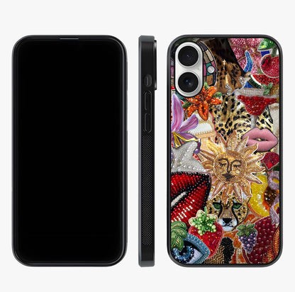 Beaded Fashion Jungle Glass Case displayed upright for full design visibility and premium finish.