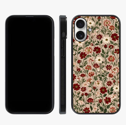 Biege Flower With Leaf Glass Case displayed upright for full design visibility and premium finish.