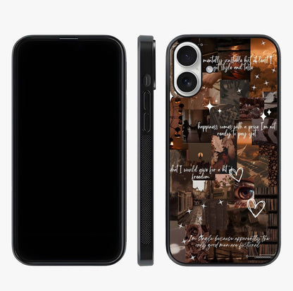 Bittersweet Aesthetic Chaos Glass Case displayed upright for full design visibility and premium finish.