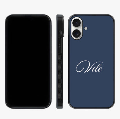 Blue Background Personalized Custom Name Glass Case displayed upright for full design visibility and premium finish.
