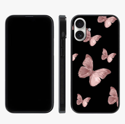 Butterfly Pattern Glass Case displayed upright for full design visibility and premium finish.