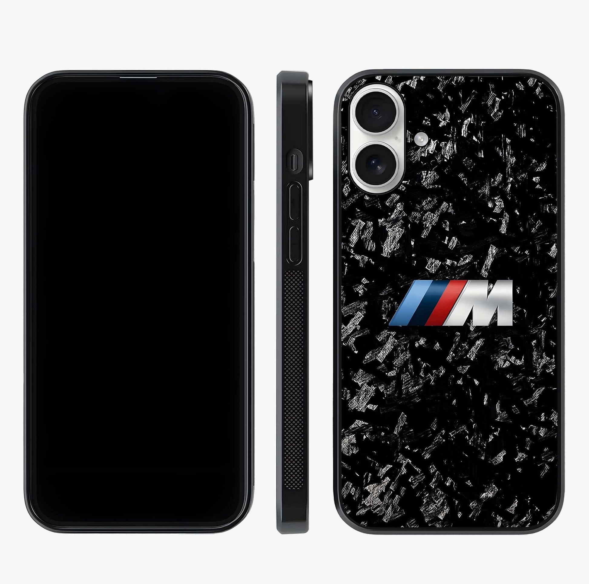 Carbon Speed Mark Glass Case displayed upright for full design visibility and premium finish.
