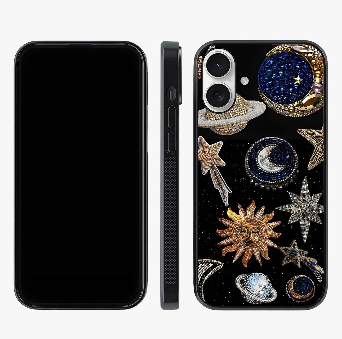 Celestial Gem Constellations Glass Case displayed upright for full design visibility and premium finish.