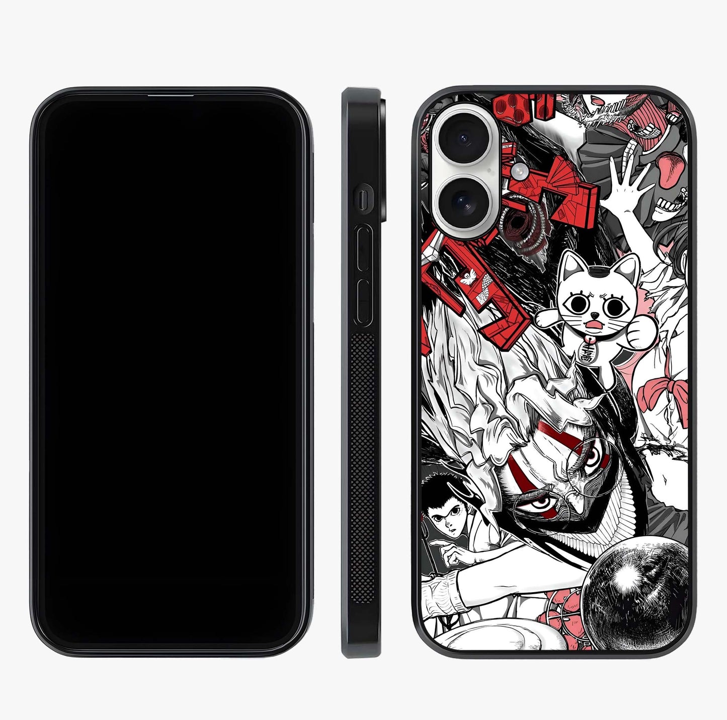 Crimson Chaos Panel Glass Case displayed upright for full design visibility and premium finish.
