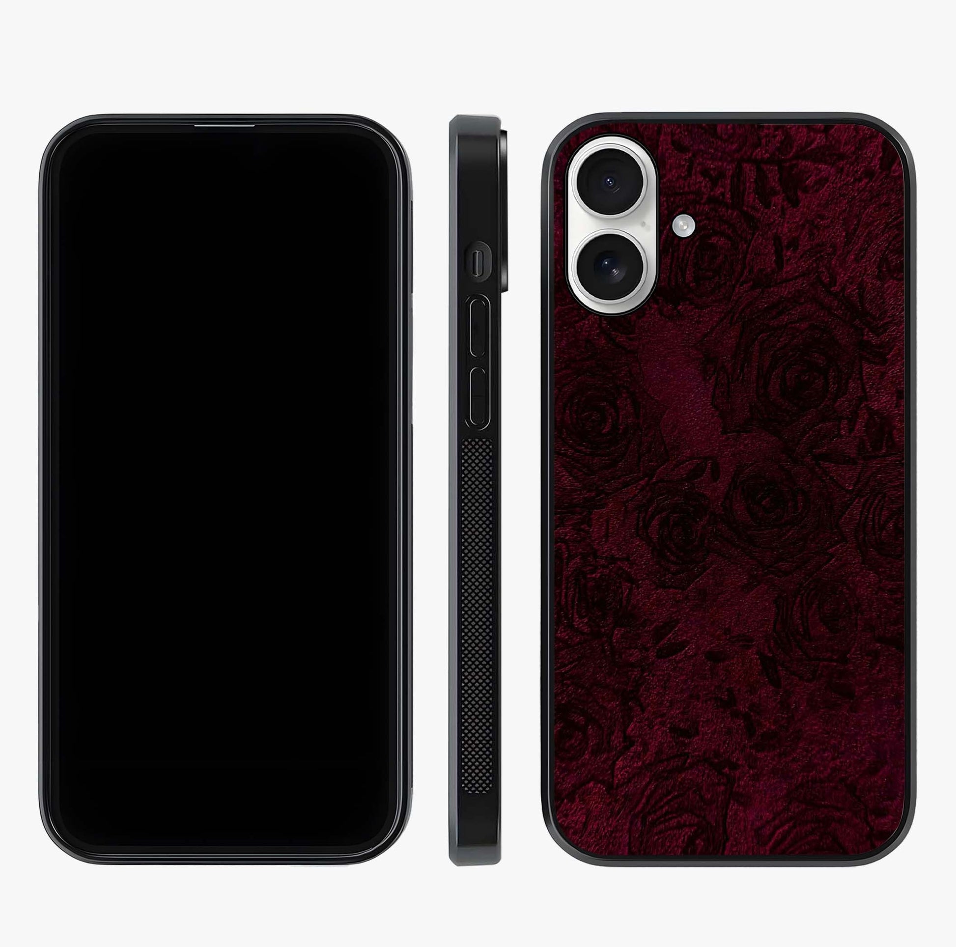 Crimson Fade Flow Glass Case displayed upright for full design visibility and premium finish.