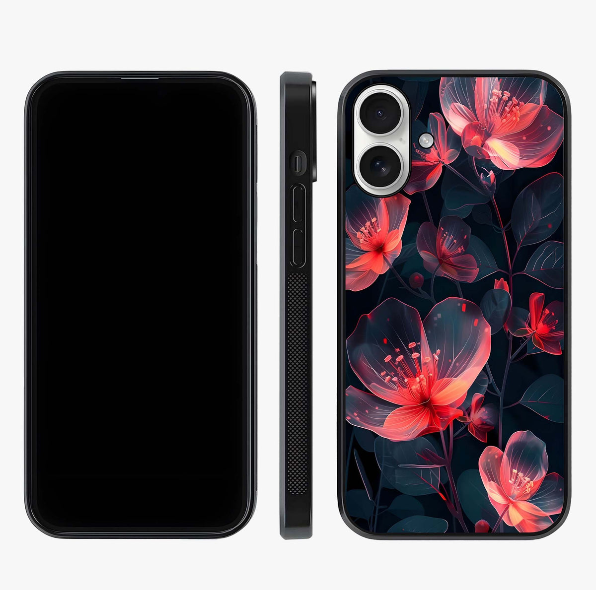 Dark Shade Of Flower Glass Case displayed upright for full design visibility and premium finish.
