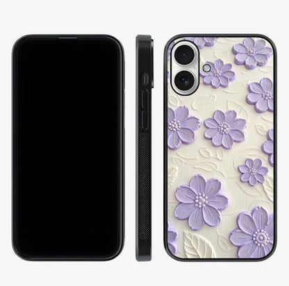Floral Wall Art With Purple Flowers Glass Case displayed upright for full design visibility and premium finish.